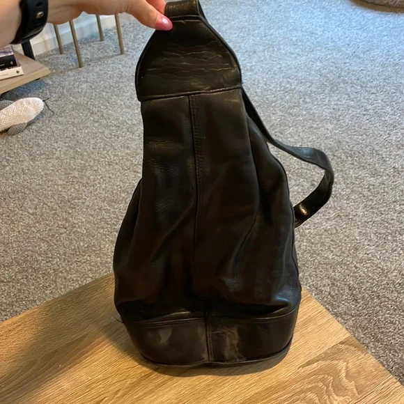 Perlina | Bags | Perlina Black Leather Sling Backpack | Poshmark display picture 3